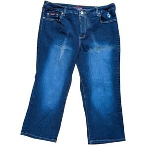 Baby Phat Cropped Jeans Womens Plus Size 20 Gold Label Pink Check Y2K